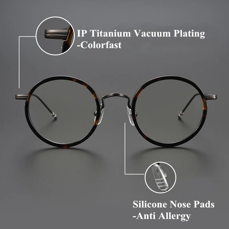 Black Mask Unisex Full Rim Alloy Acetate Round Eyeglasses X906 Full Rim Black Mask