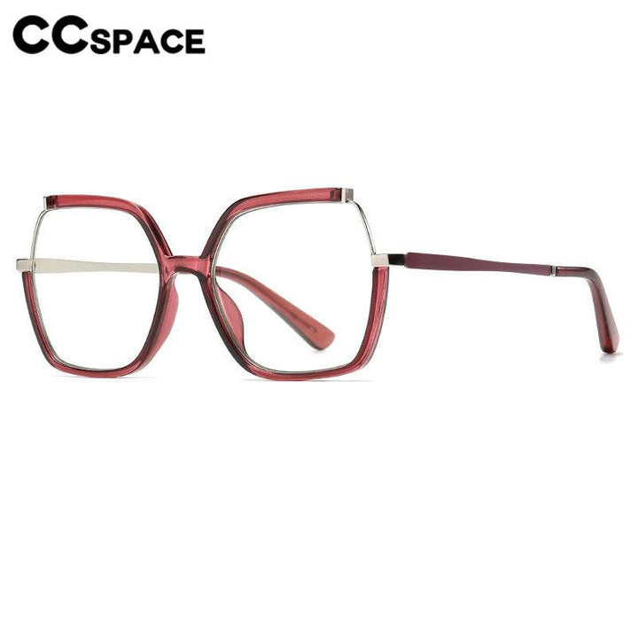 CCspace Women's Semi Rim Square Tr 90 Titanium Eyeglasses 56716 Semi Rim CCspace