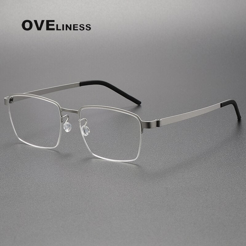 Oveliness Unisex Full Rim Square Titanium Eyeglasses 7426 Full Rim Oveliness silver  