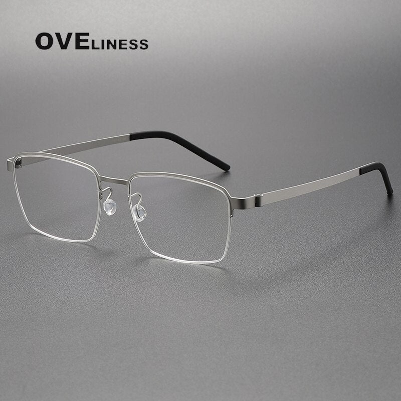 Oveliness Unisex Full Rim Square Titanium Eyeglasses 7426 Full Rim Oveliness silver