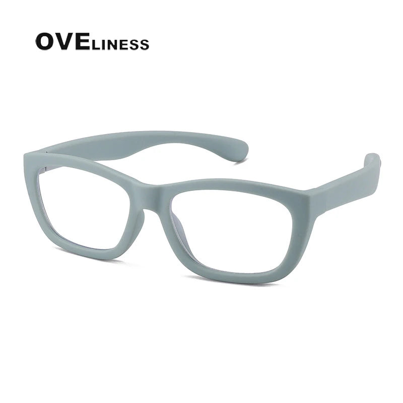Oveliness Youth Unisex Full Rim Square Tr 90 Titanium Eyeglasses 8214 Full Rim Oveliness blue  