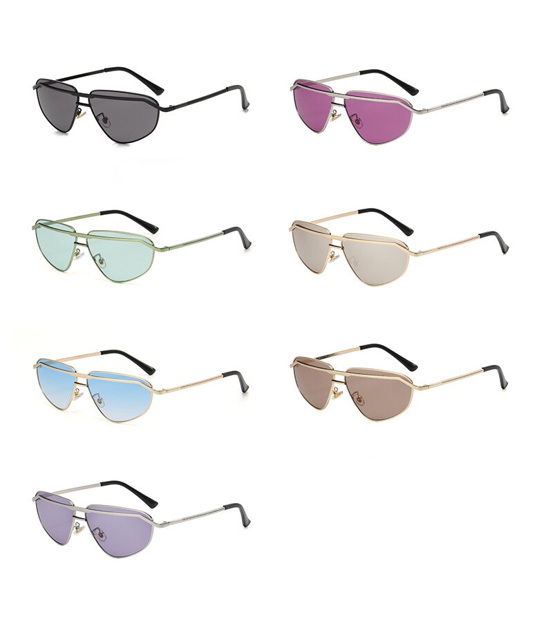 CCspace Unisex Full Rim Irregular Triangle Double Bridge Alloy UV400 Sunglasses 56348 Sunglasses CCspace Sunglasses