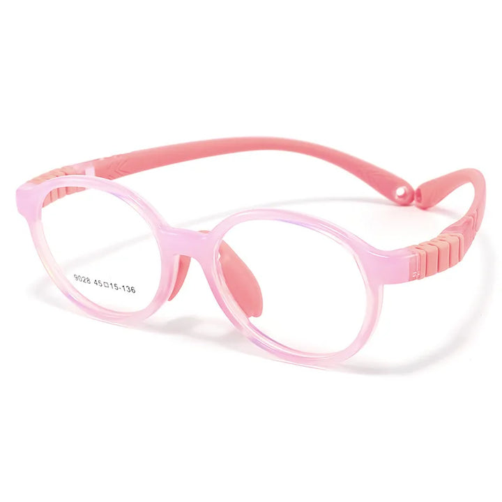 Yimaruili Unisex Children's Full Rim Round Tr 90 Silicone Eyeglasses 9028 Full Rim Yimaruili Eyeglasses Pink