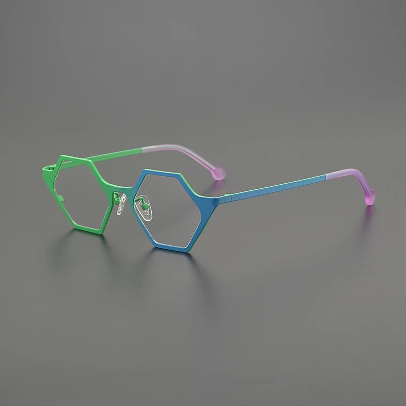 Nobler Women's Full Rim Polygon Cat Eye Titanium Eyeglasses 185881 Full Rim Nobler