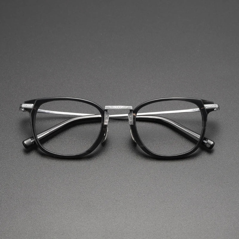 Black Mask Unisex Full Rim Titanium Acetate Square Eyeglasses G817 Full Rim Black Mask Gray Stripes