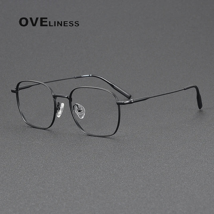 Oveliness Unisex Full Rim Square Polygon Titanium Eyeglasses 81027 Full Rim Oveliness black