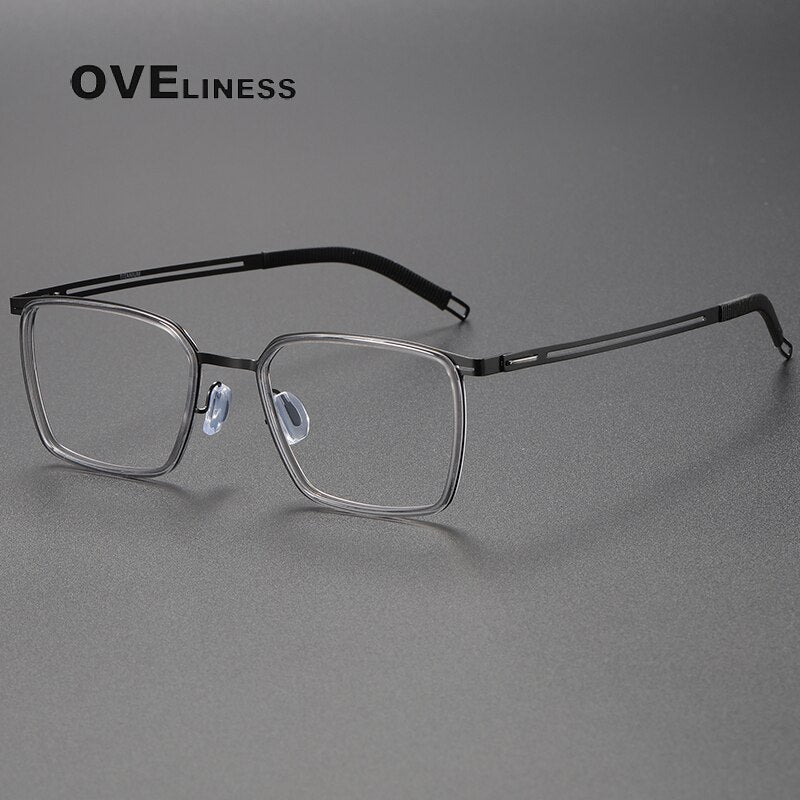Oveliness Unisex Full Rim Square Titanium Eyeglasses 8202309 Full Rim Oveliness grey gun  