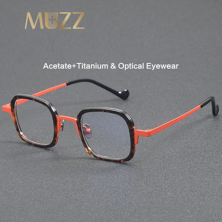 Muzz Unisex Full Rim Brow Line Square Titanium Acetate Eyeglasses 921102