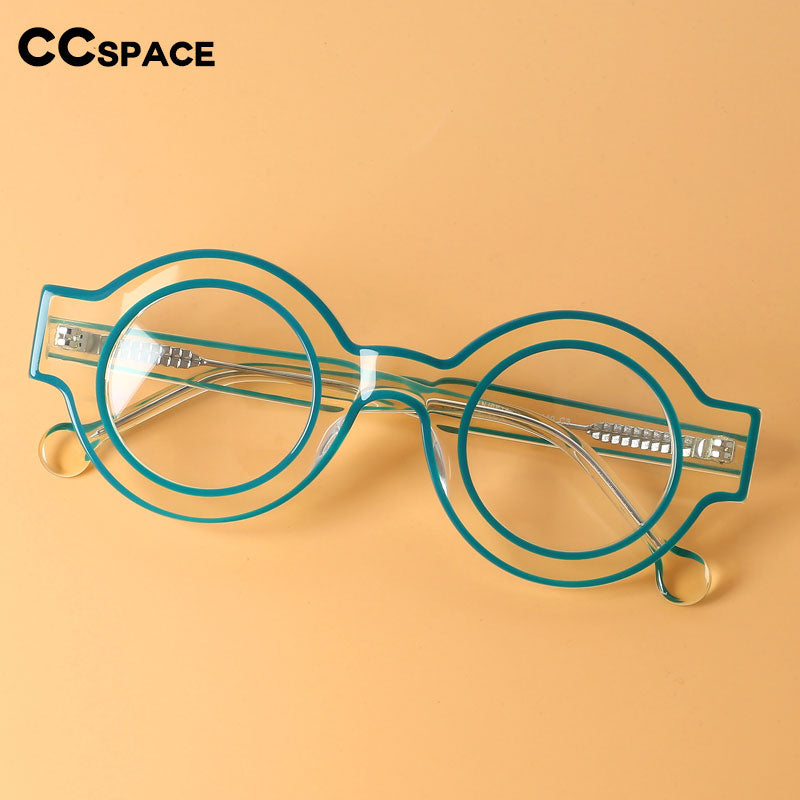 CCspace Women's Full Rim Round Acetate Eyeglasses 56499 Full Rim CCspace