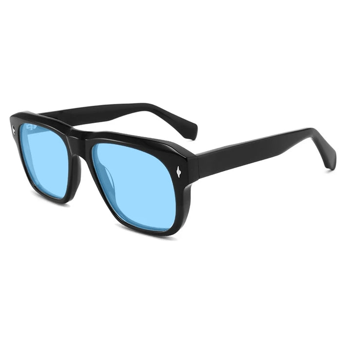 Gatenac Unisex Full Rim Square Polarized Acetate Sunglasses Mo16 Sunglasses Gatenac Black Blue