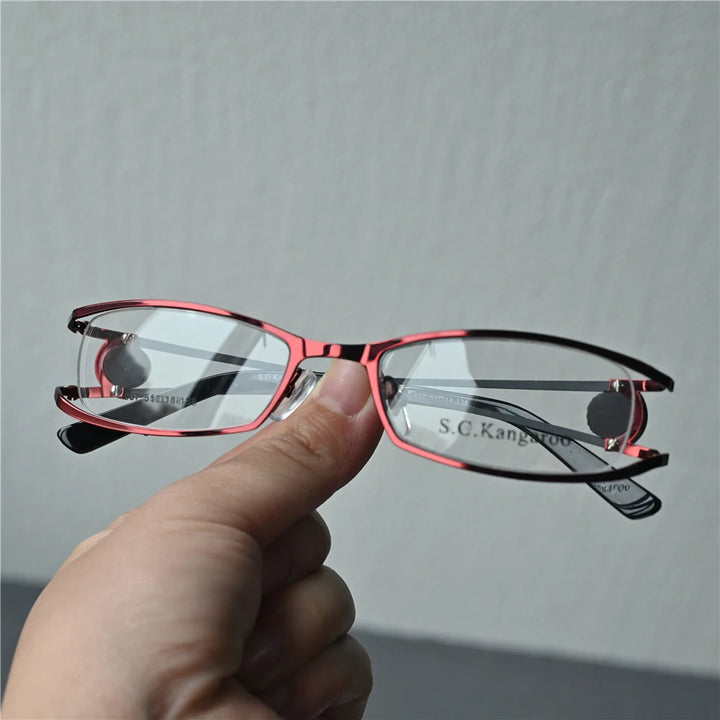 Cubojue Unisex Semi Rim Oval Rectangle Alloy Reading Glasses C607 Reading Glasses Cubojue +300 Red