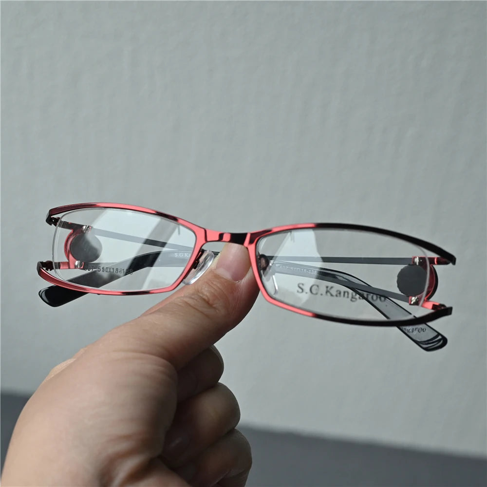 Cubojue Unisex Semi Rim Oval Rectangle Alloy Eyeglasses U607 Semi Rim Cubojue Red