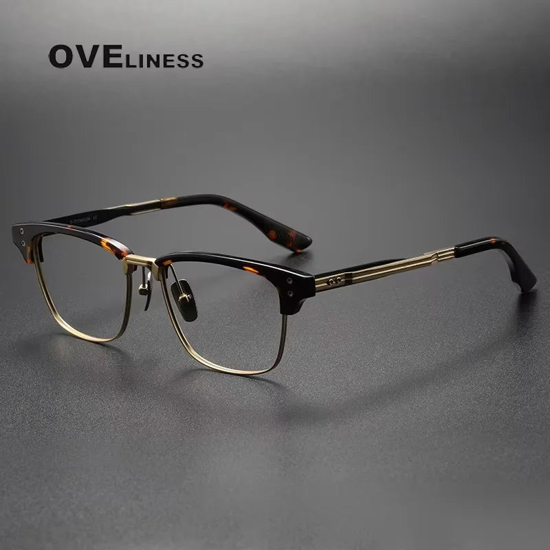 Oveliness Unisex Full Rim Square Acetate Titanium Eyeglasses 614132