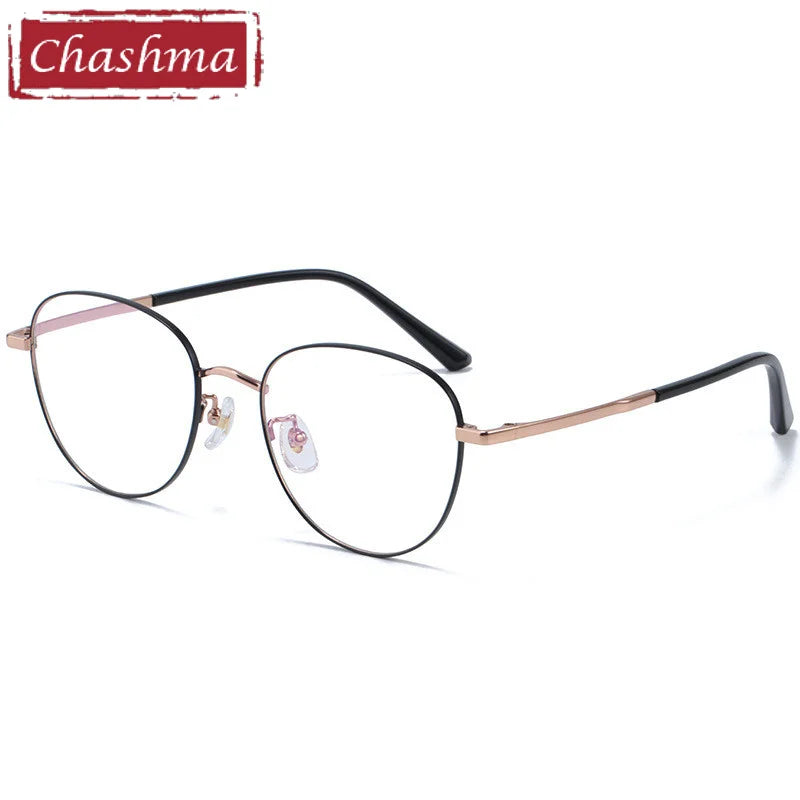 Chashma Ottica Unisex Full Rim Oval Titanium Alloy Eyeglasses 1515 Full Rim Chashma Ottica Black Rose Gold