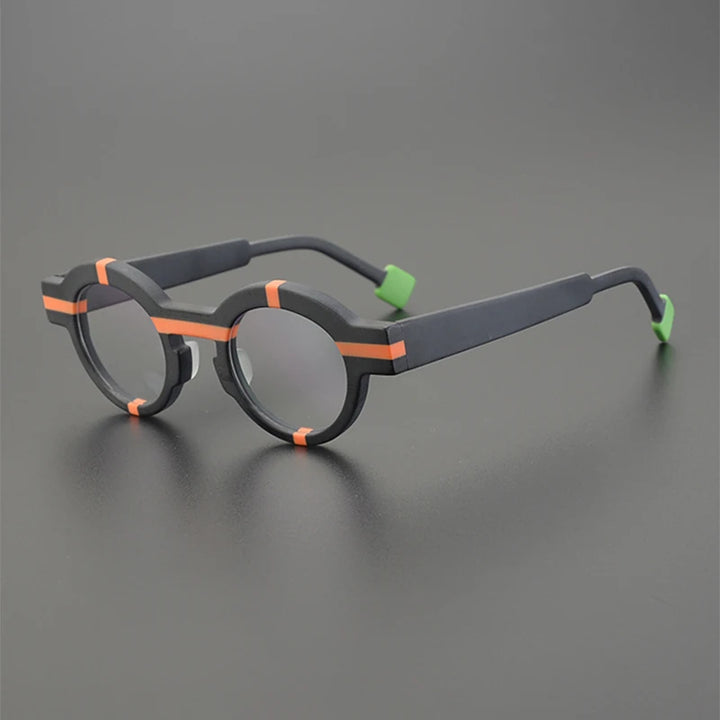 Nobler Unisex Full Rim Round Frosted Acetate Eyeglasses 19282 Full Rim Nobler C4