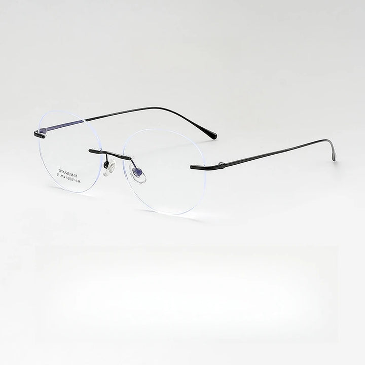 Yimaruli Unisex Rimless Round Titanium Eyeglasses 231604Wk Rimless Yimaruili Eyeglasses Black