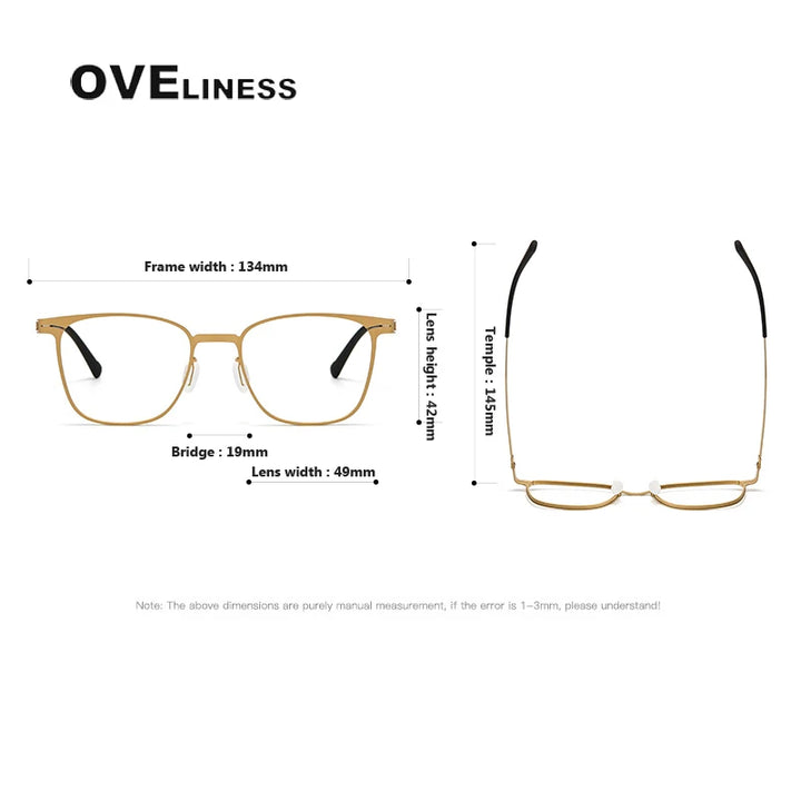 Oveliness Unisex Full Rim Square Screwless Titanium Eyeglasses 80997 Full Rim Oveliness   