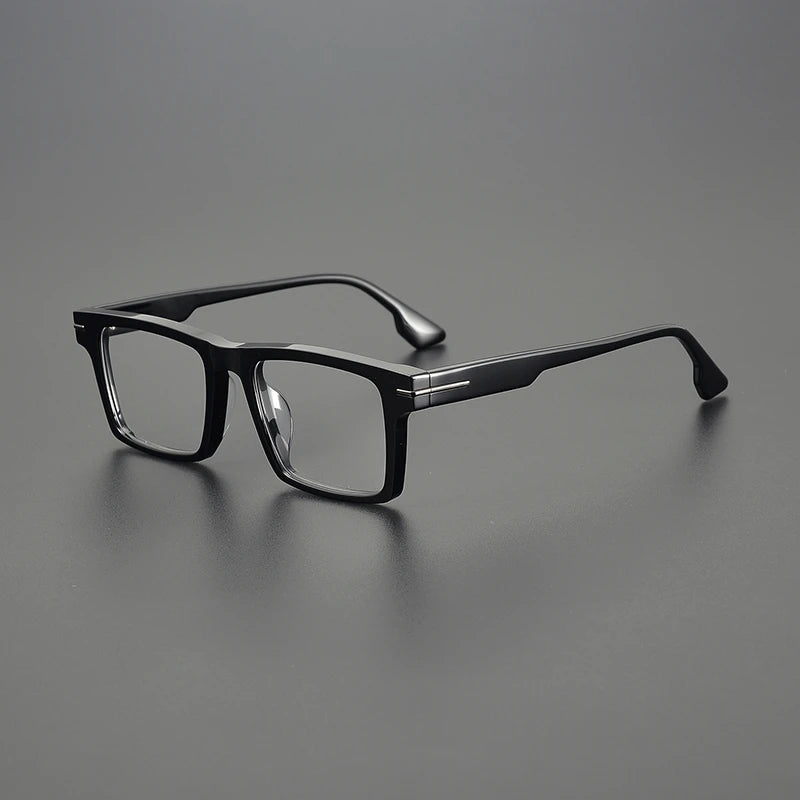 Black Mask Unisex Full Rim Flat Top Square Acetate Eyeglasses 94529 Full Rim Black Mask Black