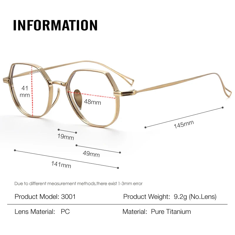 Muzz Unisex Full Rim Flat Top Oval Titanium Eyeglasses 73001