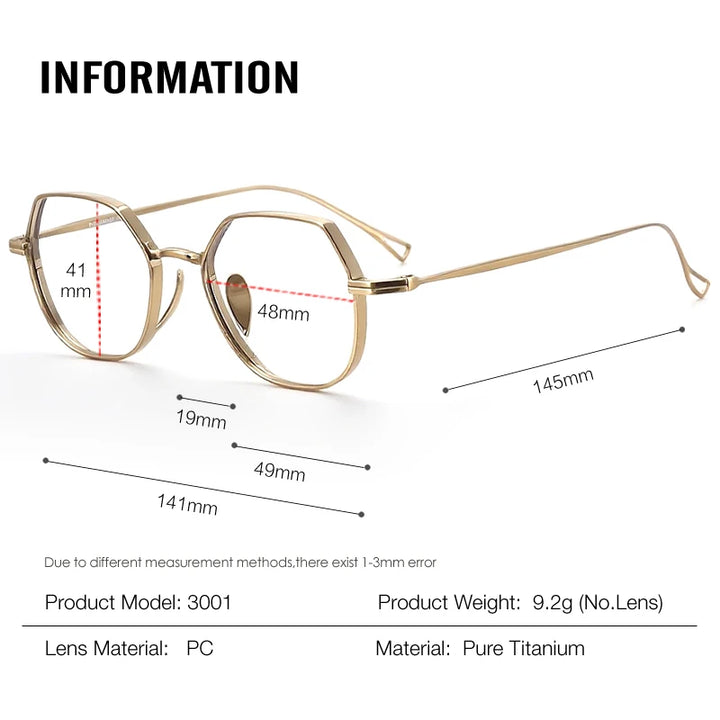 Muzz Unisex Full Rim Flat Top Oval Titanium Eyeglasses 73001