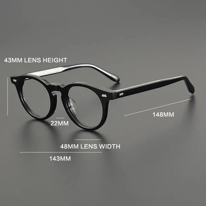 Gatenac Unisex Full Rim Round Acetate Eyeglasses Gxyj1166 Full Rim Gatenac