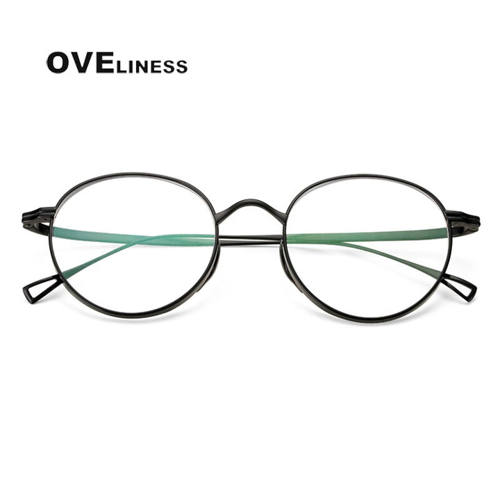 Oveliness Unisex Full Rim Round Titanium Eyeglasses 10518 Full Rim Oveliness