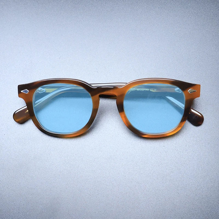 Gatenac Unisex Full Rim Square Polarized Acetate Sunglasses Mo14 Sunglasses Gatenac Flax Blue