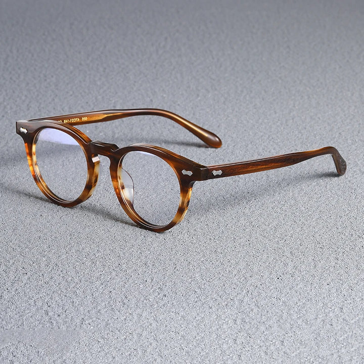 Black Mask Unisex Full Rim Round Acetate Eyeglasses Sh505 Full Rim Black Mask Tawny Tortoise