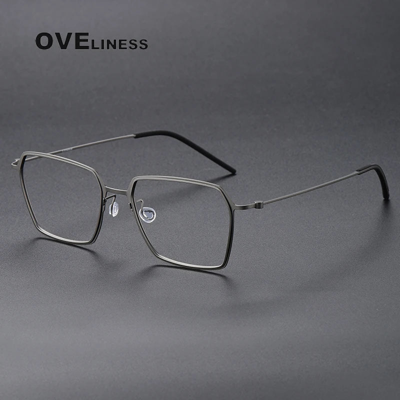 Oveliness Unisex Full RIm Polygon Screwless Titanium Eyeglasses 5514 Full Rim Oveliness gun