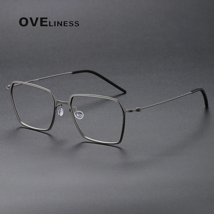 Oveliness Unisex Full RIm Polygon Screwless Titanium Eyeglasses 5514 Full Rim Oveliness gun