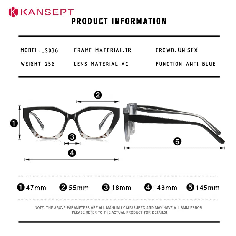 Kansept Women's Full Rim Cat Eye Tr 90 Alloy Reading Glasses 62036