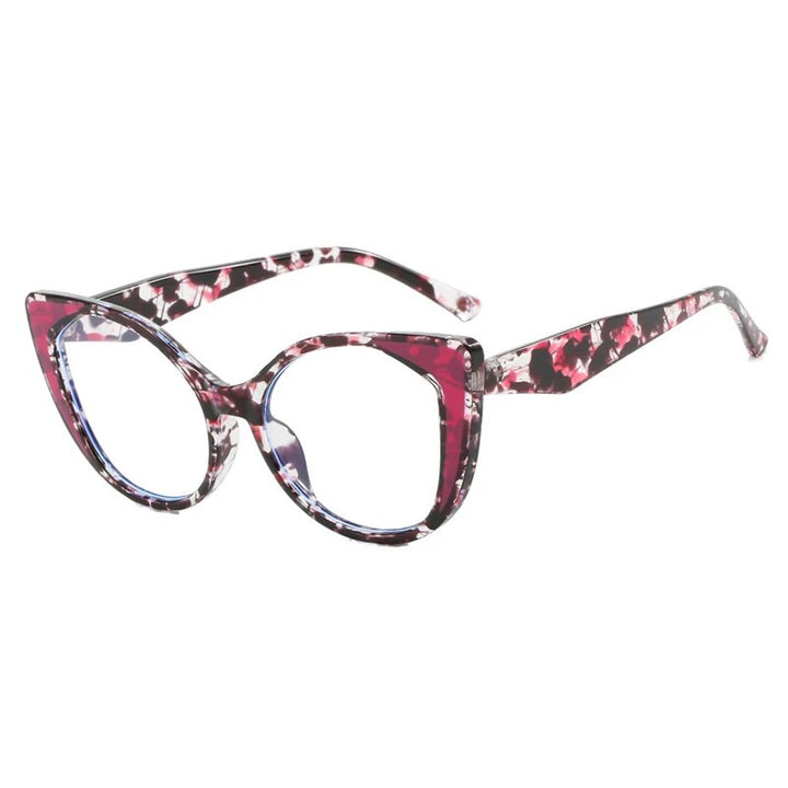 CCspace Women's Full Rim Cat Eye Tr 90 Titanium Hyperopic Eyeglasses R57025 Full Rim CCspace C5Red 0