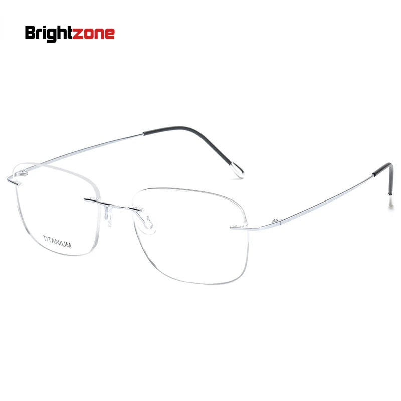 Brightzone Unisex Rimless Oval Square Titanium Eyeglasses 71610 Rimless Brightzone