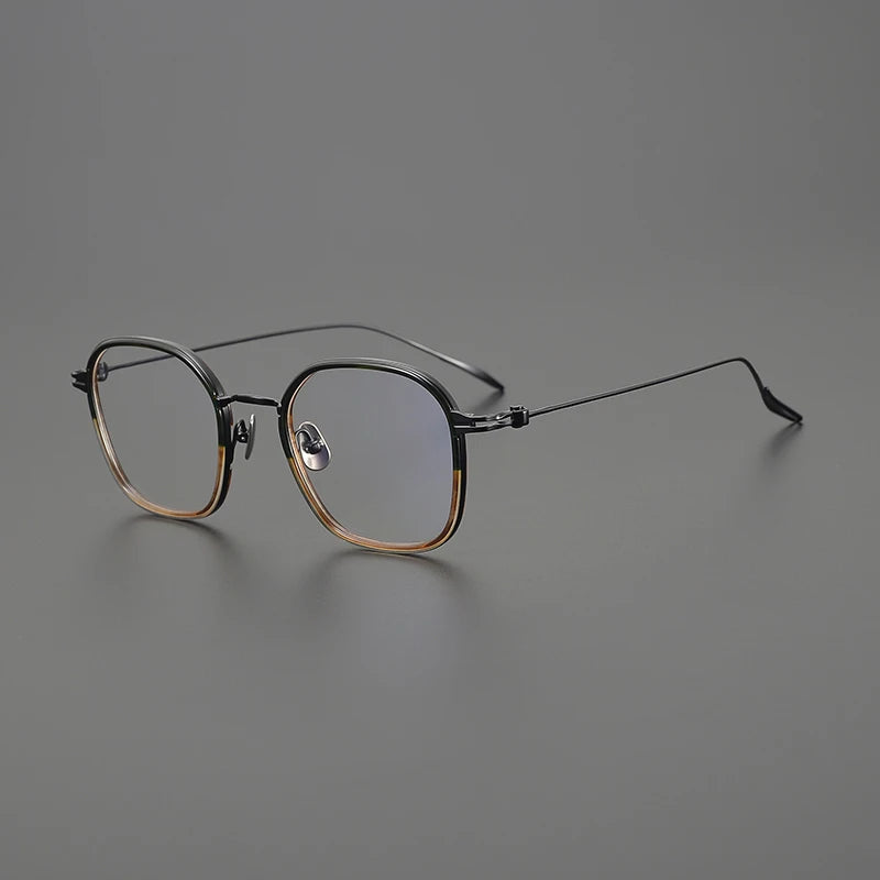 Gatenac Unisex Full Rim Square Acetate Titanium Eyeglasses Gxyj1572