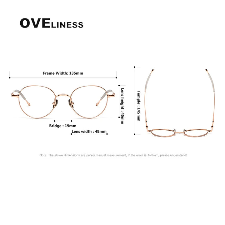 Oveliness Unisex Full Rim Round Titanium Eyeglasses 4519 Full Rim Oveliness