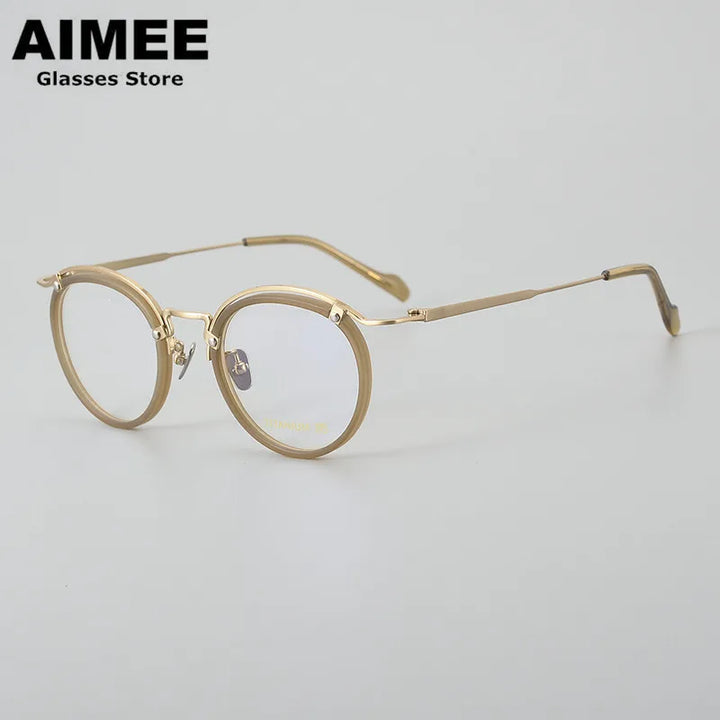 Aimee Unisex Full Rim Round Acetate Titanium Eyeglasses 20036