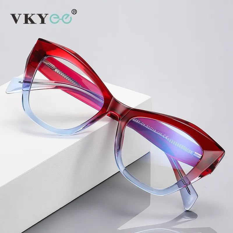 Vicky Women's Full Rim Butterfly Cat Eye Alloy Acetate Reading Glasses 2197 Reading Glasses Vicky