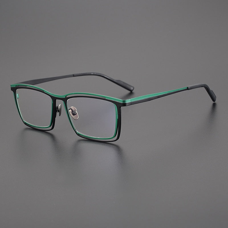 Gatenac Unisex Full Rim Square Titanium Eyeglasses Gxyj1021 Full Rim Gatenac Black Green