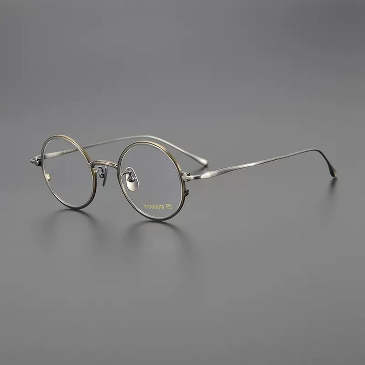 Gatenac Unisex Full Rim Round Titanium Eyeglasses Gxyj1096 Full Rim Gatenac Bronze