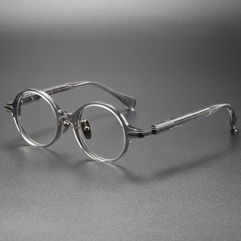 CCspace Unisex Full Rim Round Acetate Eyeglasses 56385 Full Rim CCspace C2Gun
