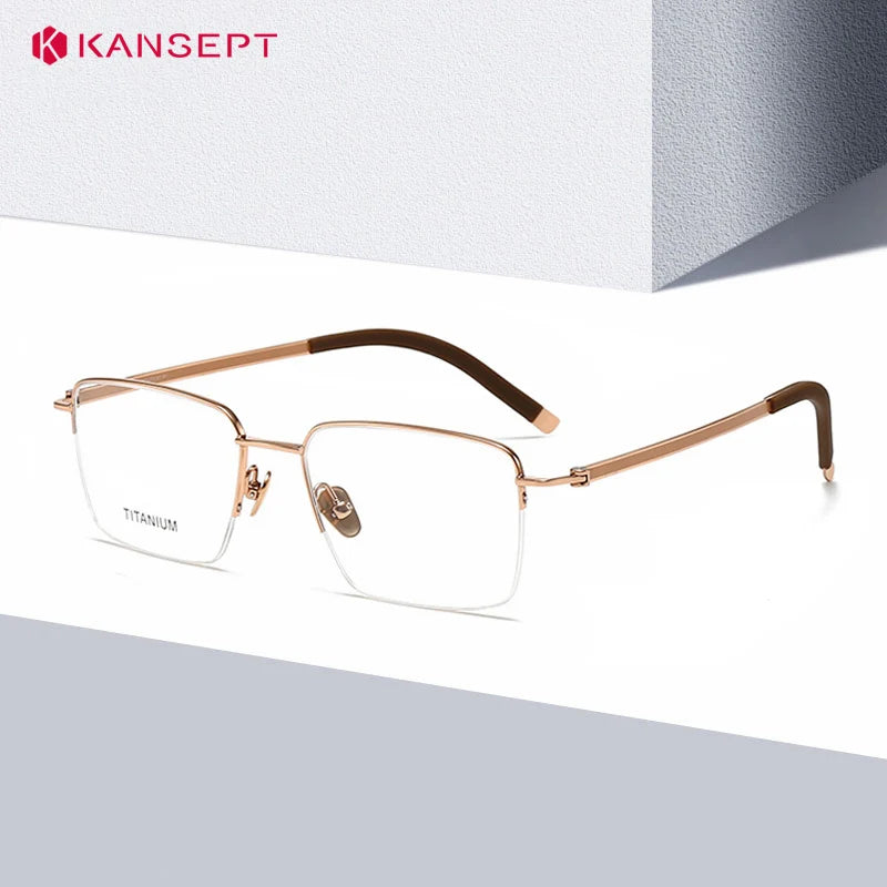 Kansept Men`s Semi Rim Polygon Square Alloy Reading Glasses 77030