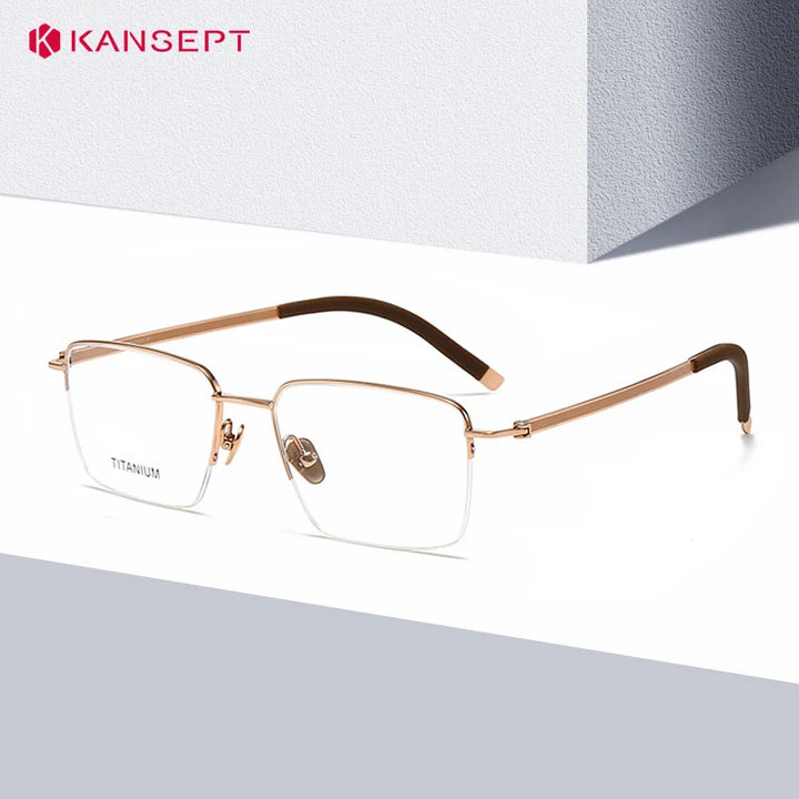 Kansept Men`s Semi Rim Polygon Square Alloy Reading Glasses 77030