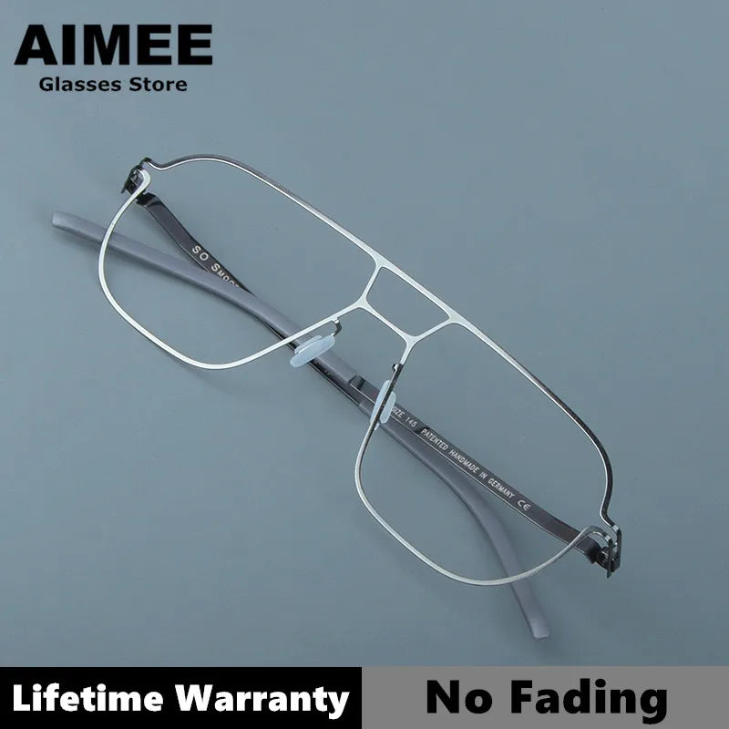 Aimee Unisex Full Rim Double Bridge Square Steel Eyeglasses14616