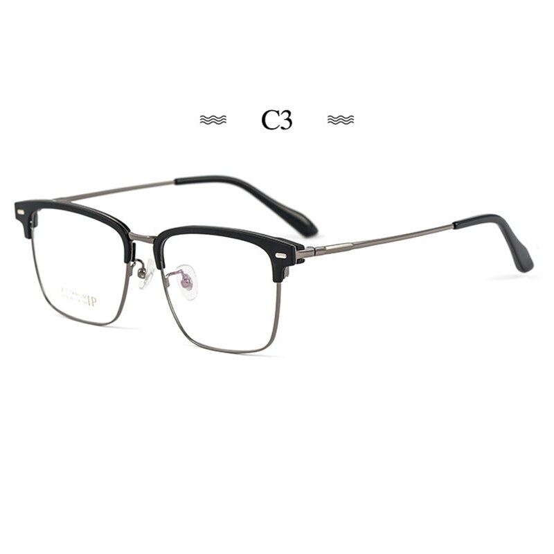 Hotochki Men's Full Rim Square Acetate Titanium Eyeglasses 2319bj Full Rim Hotochki C3  
