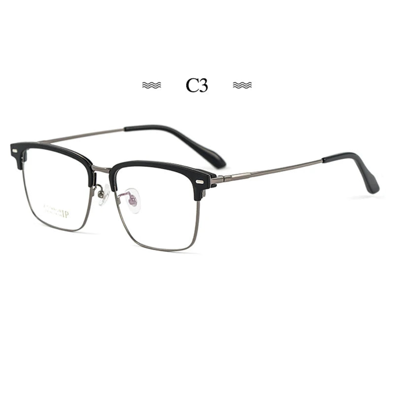 Hotochki Men's Full Rim Square Tr 90 Titanium Eyeglasses 231947