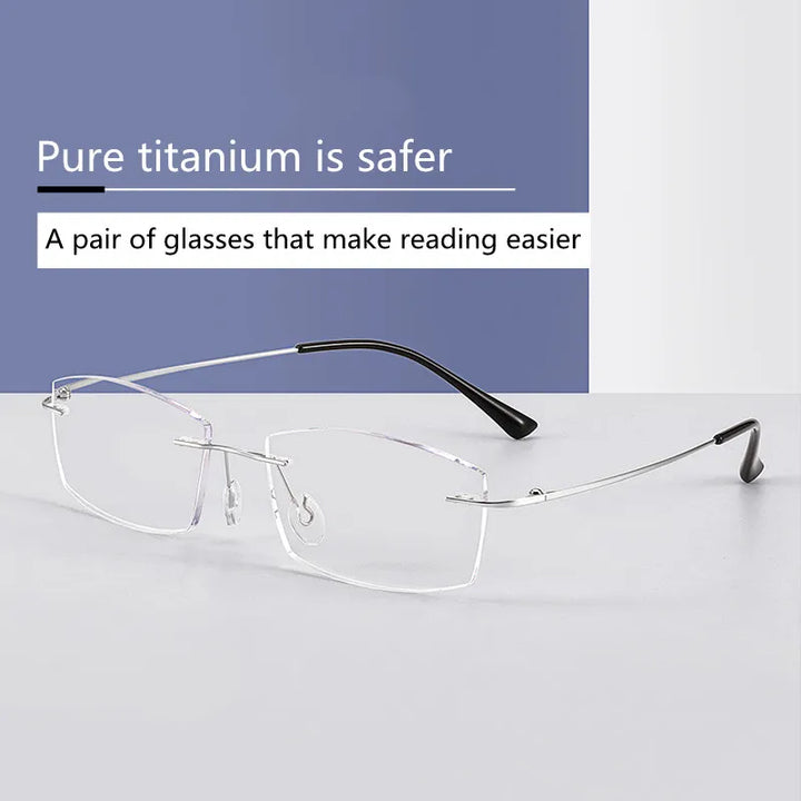 Kocolior Unisex Rimless Square Titanium Hyperopic Reading Glasses 8161 Reading Glasses Kocolior