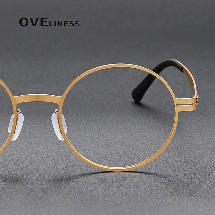 Oveliness Unisex Full Rim Round Screwless Titanium Eyeglasses 80996 Full Rim Oveliness