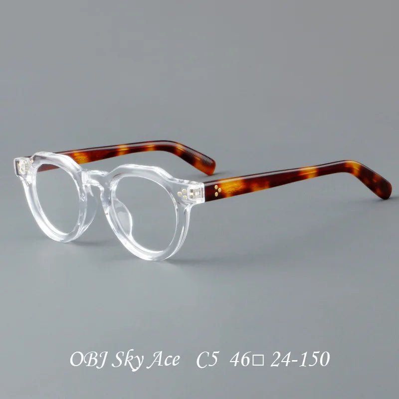 Hewei Unisex Full Rim Flat Top Oval Thick Acetate Eyeglasses 32248
