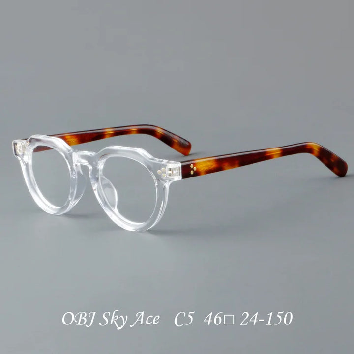 Hewei Unisex Full Rim Flat Top Oval Thick Acetate Eyeglasses 32248