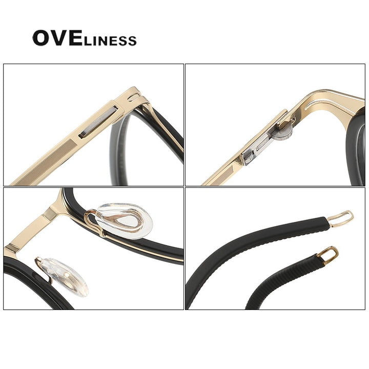 Oveliness Unisex Full Rim Square Screwless Titanium Acetate Eyeglasses 8202315 Full Rim Oveliness